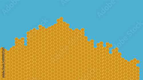 A honeycomb against a blue sky.