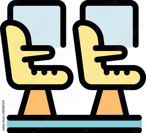 Illustration of two facing train seats with simple design