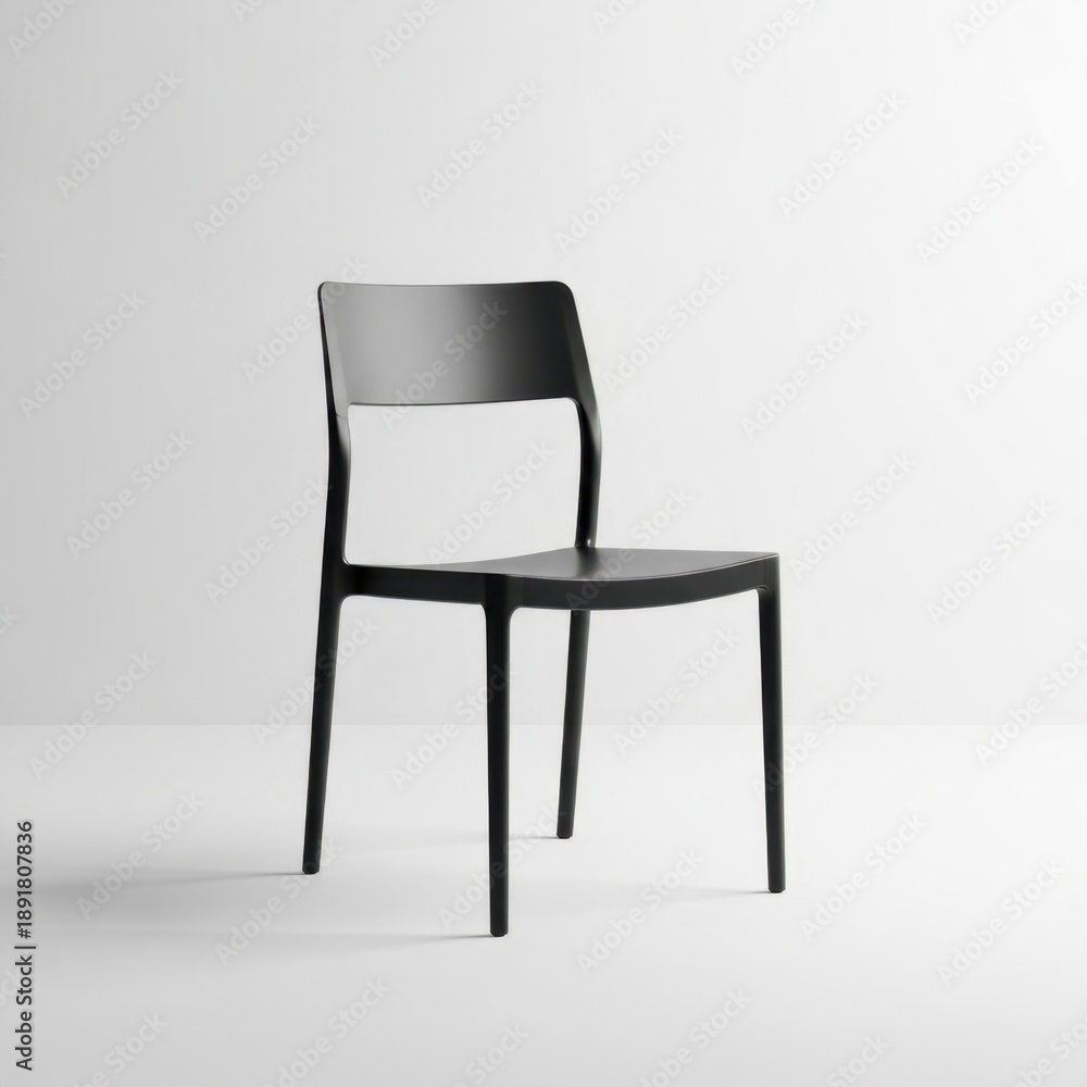 Obraz premium Sleek Black Chair on White Background