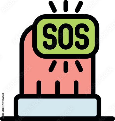 Emergency button sending an sos signal, activating urgent help and rescue services