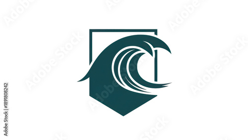 Wave emblem in shield outline