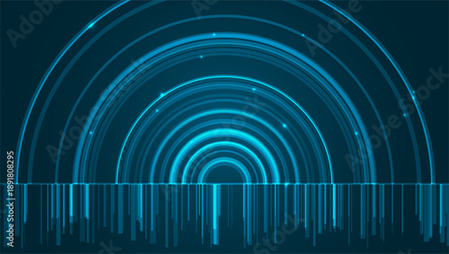 


Abstract technology big data visualization. Innovation future data. Digital circles of particles. Graphic concept for your design