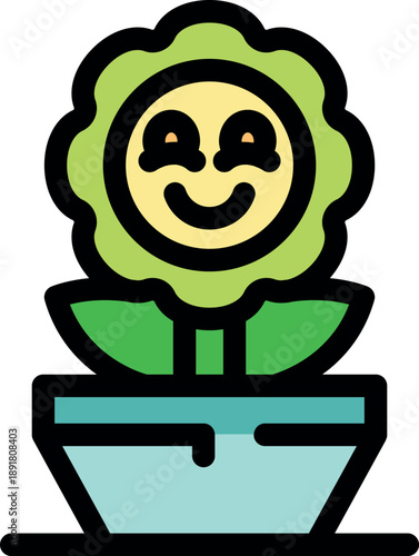 Blooming flower with smiling face brings joy and positive vibes, perfect for nature, happiness, and gardening concepts