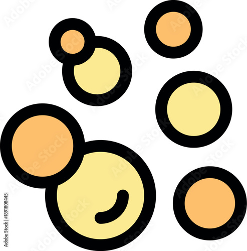 Golden bubbles creating a sparkling and effervescent visual effect, perfect for backgrounds and design elements related to freshness, celebration, and purity