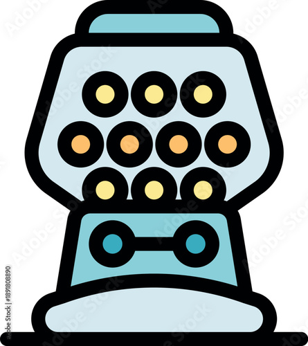 Bubble gum machine filled with chewing gum balls stands ready to dispense treats