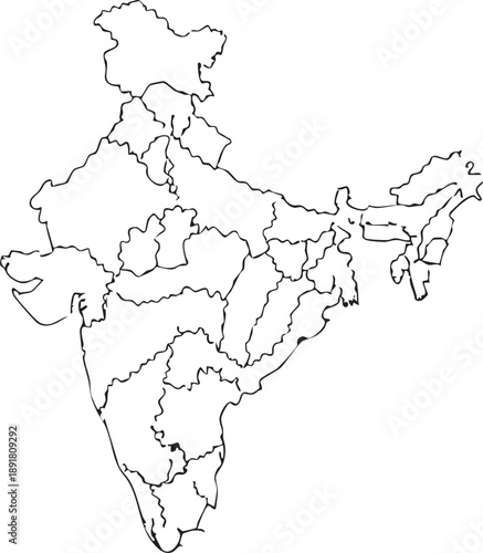 Outline map of India showing internal state borders and geographical India map outline India map 1