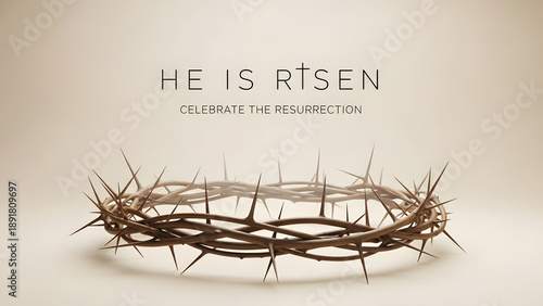 He is risen crown of thorns christian easter symbol