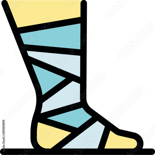 Elastic bandage applied to injured leg, providing support and promoting healing during recovery