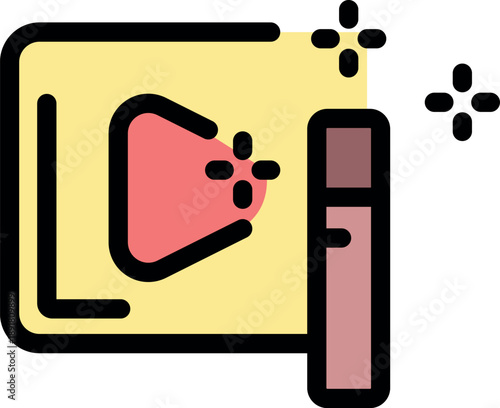 Content creator enhancing video content using a software with a magic wand tool, adding sparkles and improving visual appeal