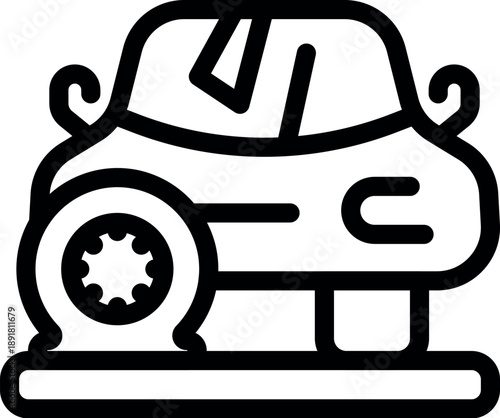 Broken car with flat tire placed on a jack, symbolizing roadside assistance and car repair