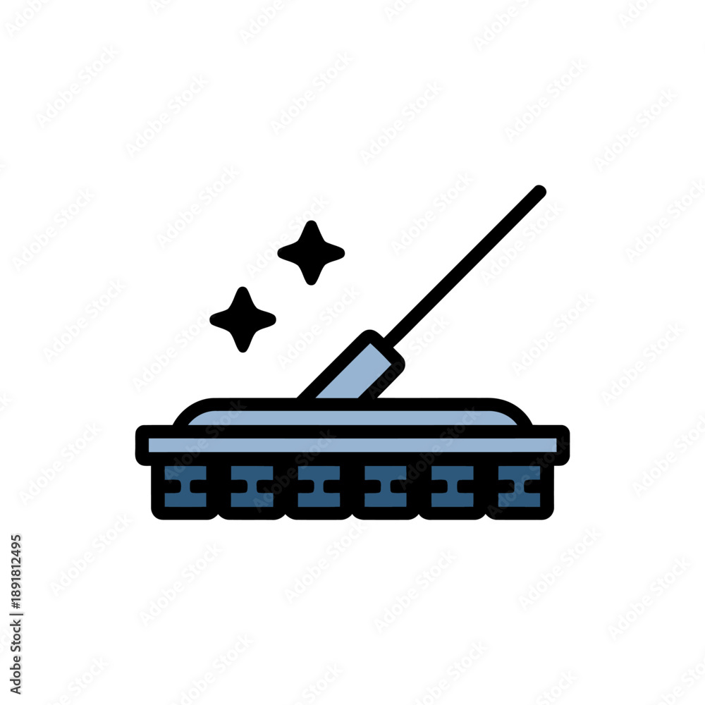 Fototapeta premium Floor Mop Cleaning Tool Icon. A minimalist black silhouette icon depicting a floor mop or cleaning tool. 
