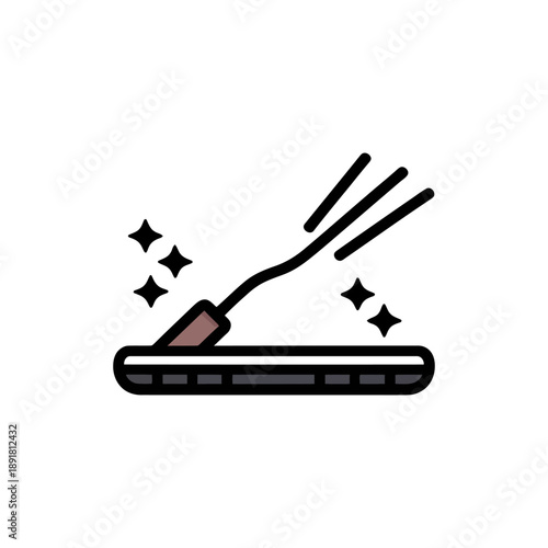 Squeegee Cleaning Sparkle Icon. A flat design vector icon depicting a squeegee or floor wiper moving across a surface, leaving a sparkling clean effect.