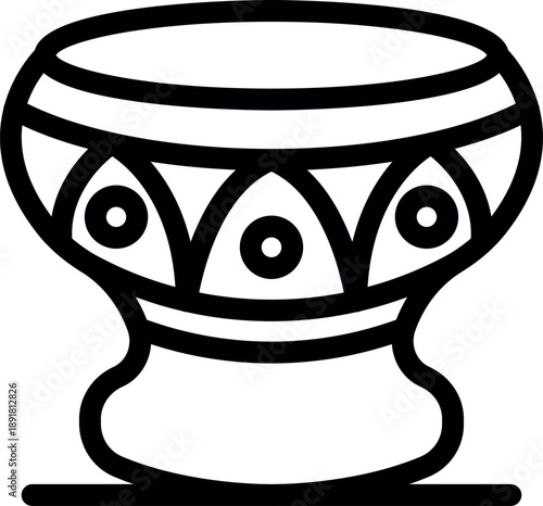 Hand drawn icon of an african drum, celebrating the rich musical heritage and cultural significance of rhythm and percussion in african societies