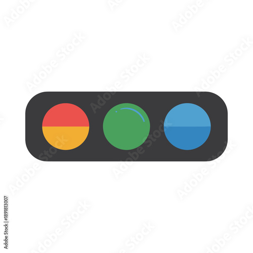 Horizontal Traffic Signal Icon with Left Turn Arrow. A modern, flat design vector icon depicting a horizontal traffic signal.