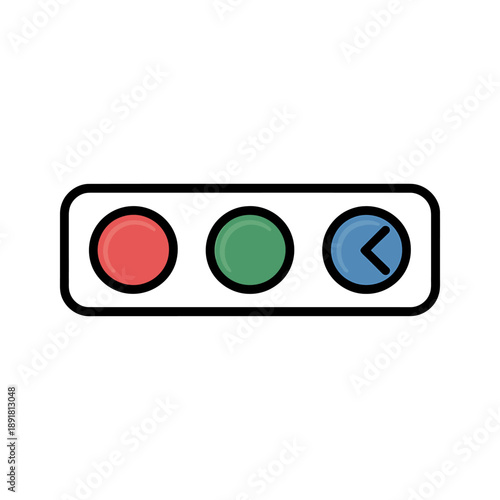 Horizontal Traffic Signal Icon with Left Turn Arrow. A modern, flat design vector icon depicting a horizontal traffic signal.
