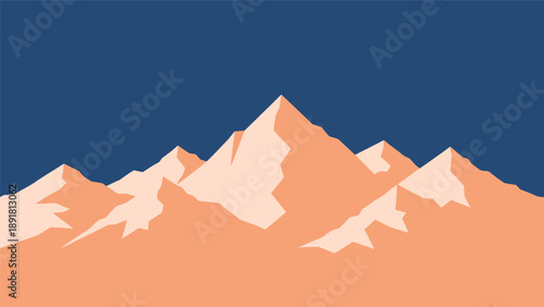 Graphic illustration of mountain range landscape.