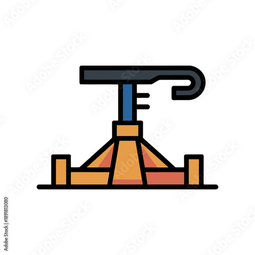 Automotive Jack Stand Flat Vector Icon. A vibrant, flat-design vector icon depicting an automotive jack stand, also known as an axle stand.