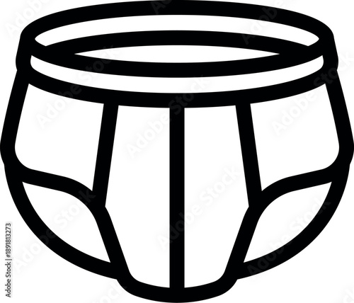 Simple line drawing of classic men's briefs underwear, a symbol of everyday comfort and essential fashion
