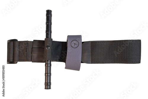 Canvas Print Black tactical tourniquet medical emergency tool with windlass rod