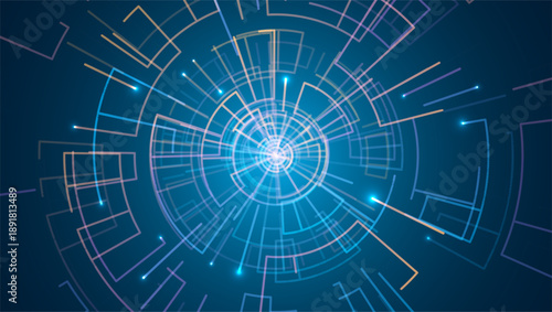 Wallpaper Mural Abstract technology future visualization. Innovation digital circle of particles. Graphic concept for your design Torontodigital.ca