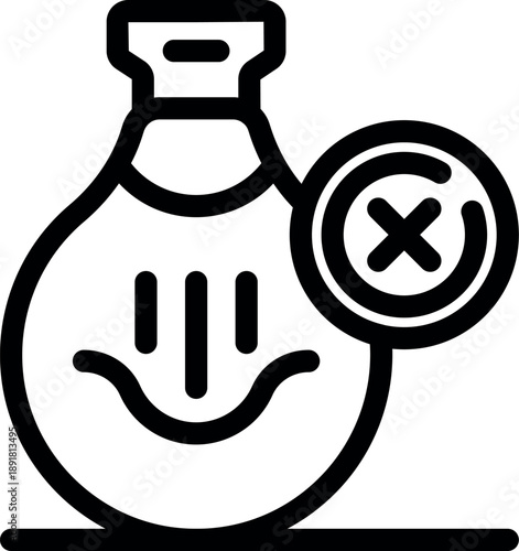 Simple black and white line drawing of a no canister with a large red x indicating the dangers of recreational drugs