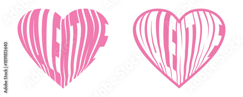 Two vector heart shapes with text 'Valentine'.