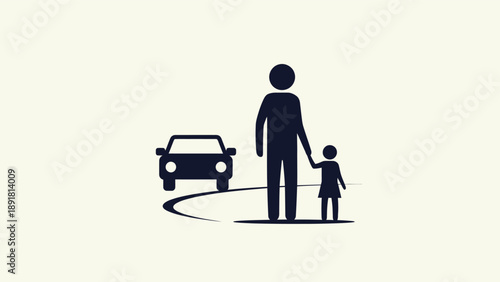 Father and daughter standing together near a car.