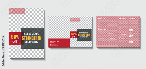 Fitness and Gym Business Brochure Template with Sporty Design