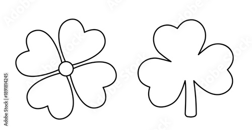 Set of Clover coloring pages and craft templates for children.
Shamrock clover coloring page set for kids.
Simple clover outline templates for children activities.