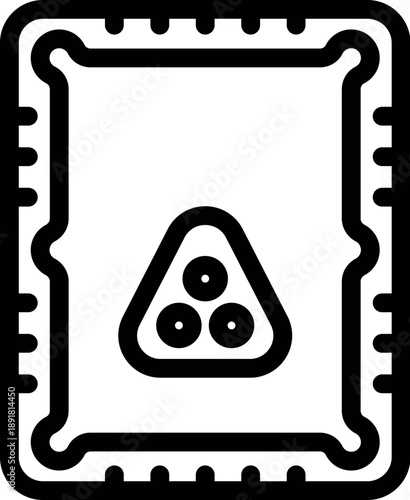 Billiard balls racked up in a triangle on a pool table, ready for the break shot, viewed from above