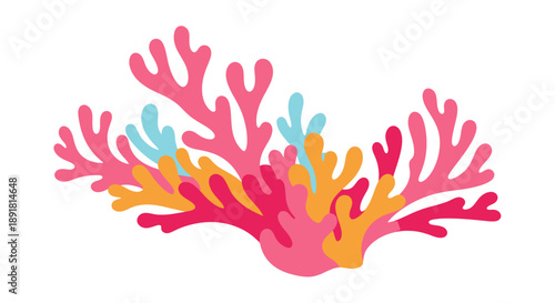 Colorful Coral Reef Illustration, Marine Life, Underwater Environment, Graphic Art, Vibrant Colors, Creative Concept