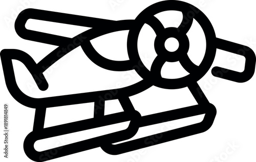 Floatplane soaring through the sky, showcasing its pontoons and propeller in motion