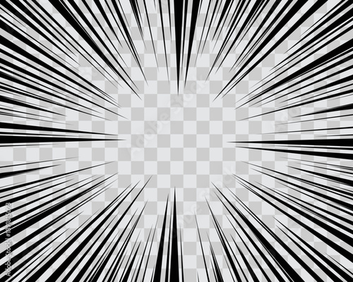 RADIAL MOTION LINES COMIC STRIP. A retro frame with abstract lines for creating your own comics. Easily editable elements for creating dynamic motion.