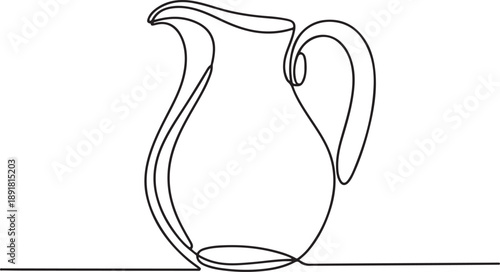 Continuous one line drawing of water pitcher glass.one line vector illustration with out background