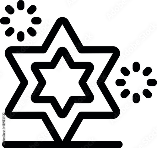 Festive hanukkah celebration with stars of david and fireworks, symbolizing jewish pride and tradition