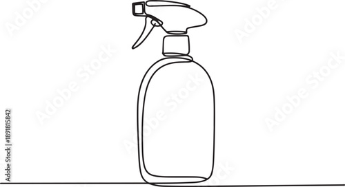 Continuous line drawing of water spray bottle. Single line illustration of spray bottle.one line vector illustration with out background