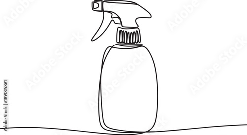 Continuous line drawing of water spray bottle. Single line illustration of spray bottle.one line vector illustration with out background