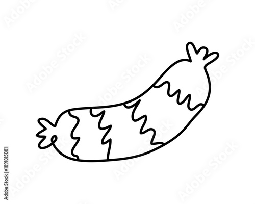 Minimalist sketch line art of a sausage. Vintage line hand drawn Editable stroke.