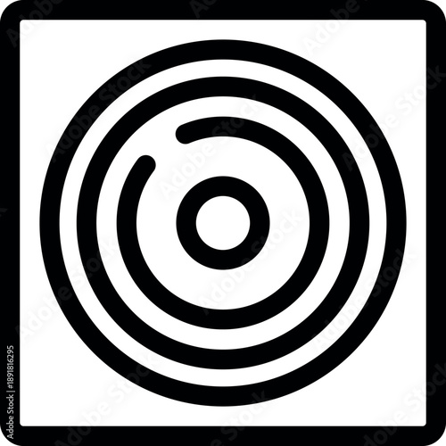 Rotating vinyl record playing music, viewed from above and surrounded by a square frame