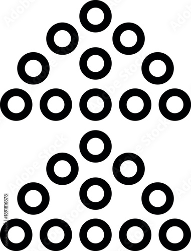 Minimalist upward arrows made of increasingly larger circles, symbolizing growth, progress, and positive momentum