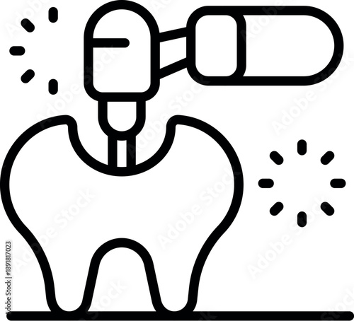 Dental treatment involving drilling a decayed tooth, symbolizing oral hygiene and dental care