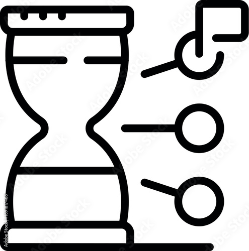 Hourglass is measuring music tempo and rhythm, showing the concept of time in music composition or performance
