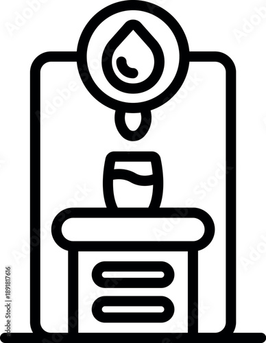 Water cooler dispensing refreshing water into glass, promoting workplace hydration and well being