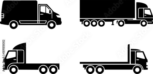 van, truck and lorry icon. simple flat design - vector.