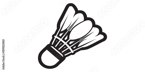 Badminton shuttlecock vector icon, isolated on transparent background, black outline and filled style, minimal flat design