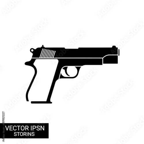 Black silhouette of a semiautomatic pistol vector