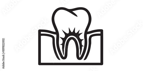 Dental X-ray vector icon, radiology symbol, tooth root, isolated on transparent background, black outline and filled style, minimal flat designDental X-ray vector icon, radiology symbol, tooth root, i