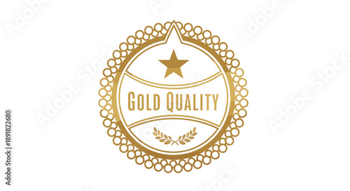 Gold Quality Emblem with Star and Laurel Wreath.