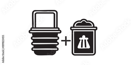 Toilet cassette vector icon, waste holding tank and dump station symbol, isolated on transparent background, black outline and filled style, minimal flat design
