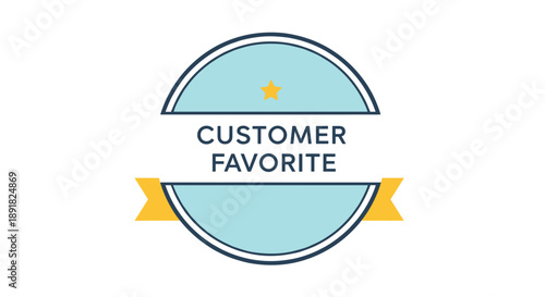 Customer Favorite Badge Emblem with Ribbon and Star.